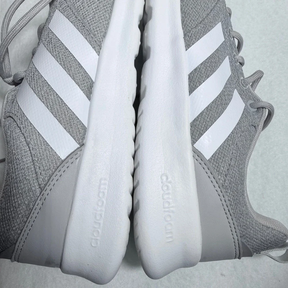 Adidas QT Racer 2.0 Women 8 Grey White Running Shoes FY8312 Cloudfoam Sneakers